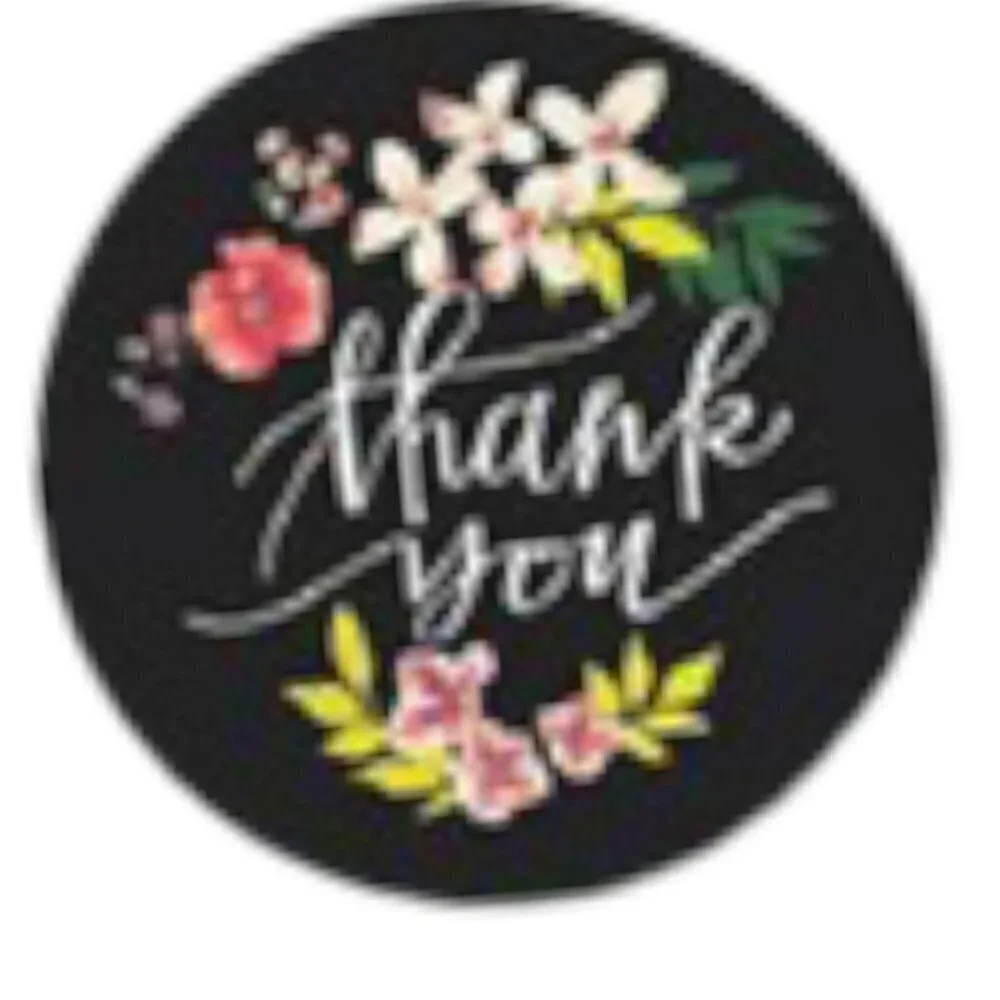 500 Floral Multicolor Thank You Stickers 1